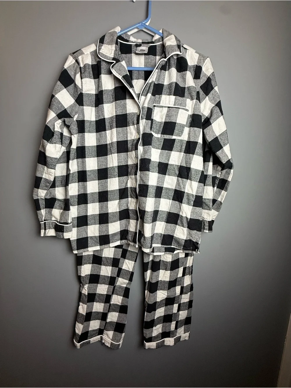 Lands End Buffalo Plaid 100% Cotton Flannel 2Pc Pajama Set Womens Sz M